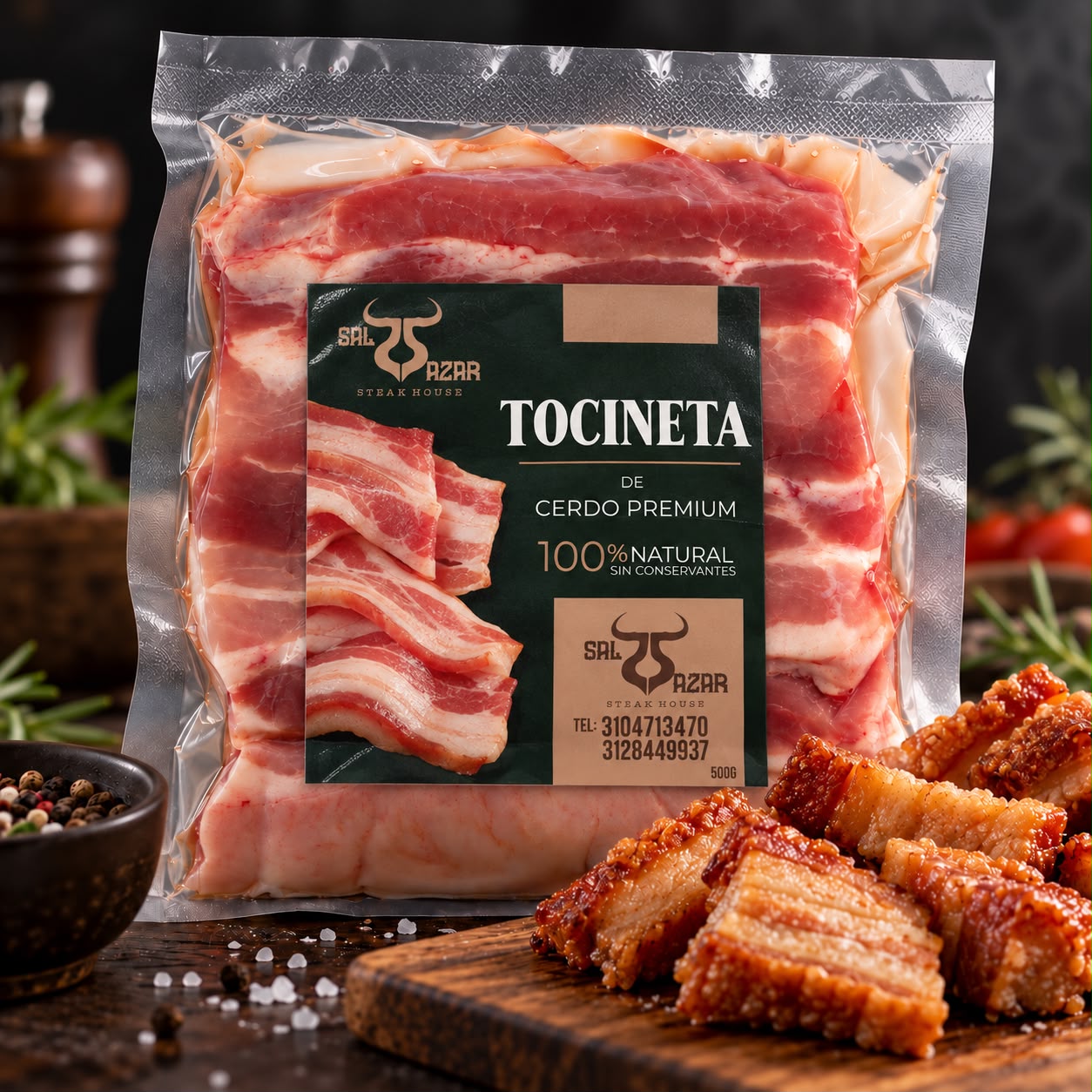 Presentación promocional de Tocineta de cerdo SAL-AZAR